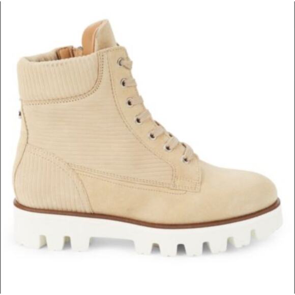 Aquatalia Tan Suede Corduroy Ankle Boots Size 10 Made in Italy $525 Retail - Picture 1 of 11